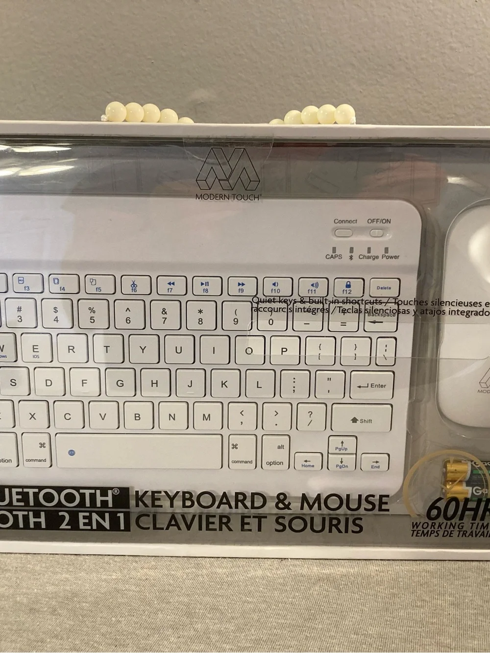 White Bluetooth Wireless Keyboard & Mouse Combo